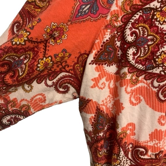 Chico’s Women’s Extra L Paisley V Neck pink Orange Print - Picture 5 of 9